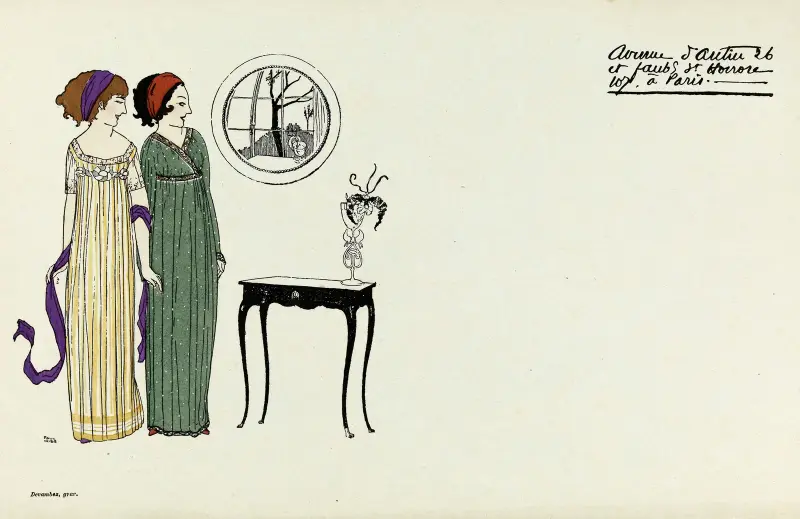 Carte publicitaire illustrée de la maison Poiret, 1908 – nr 2 av Paul Iribe