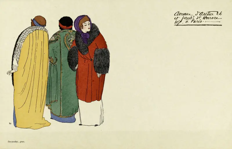 Carte publicitaire illustrée de la maison Poiret, 1908 – nr 3 av Paul Iribe