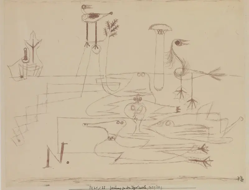 Zeichnung für Vogelinseln von Paul Klee