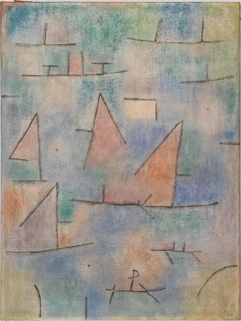 Hafen mit Segelschiffen av Paul Klee