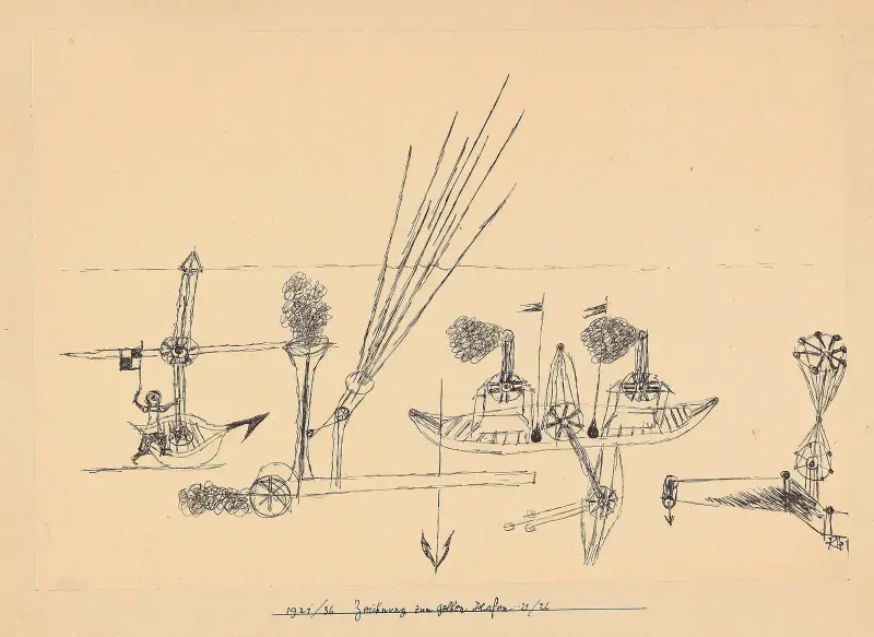 Zeichnung zum gelben Hafen av Paul Klee