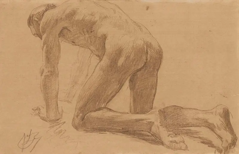 Académie d’homme accroupi av Jean-Paul Laurens