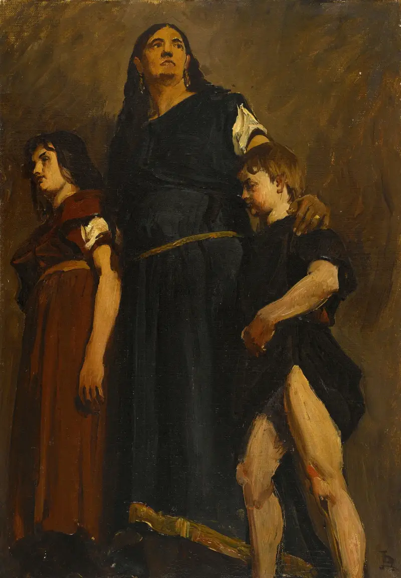 Femme mérovingienne et deux enfants av Jean-Paul Laurens