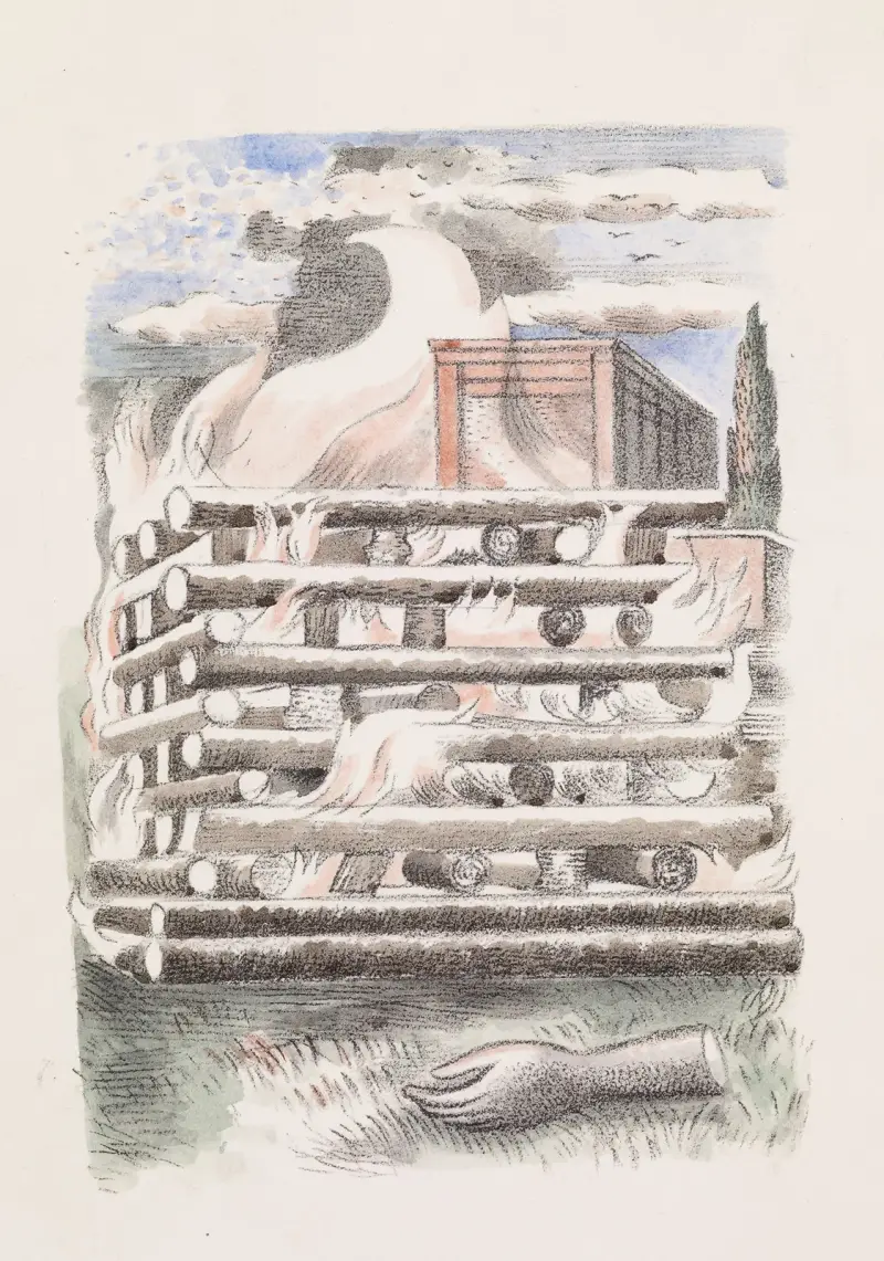 Design for Urne Buriall – Funeral Pyre av Paul Nash