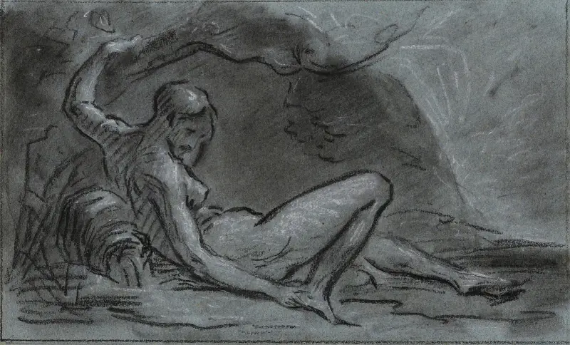Jeune femme nue allongée av Pierre-Paul Prud'hon
