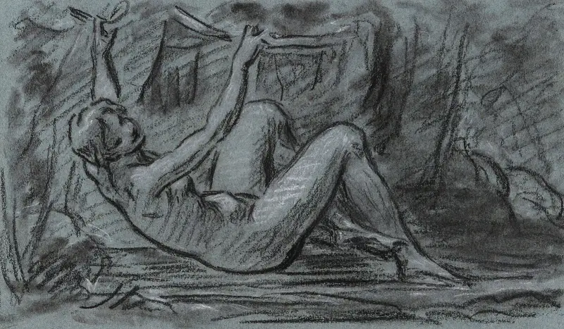 Jeune femme nue se relevant av Pierre-Paul Prud'hon