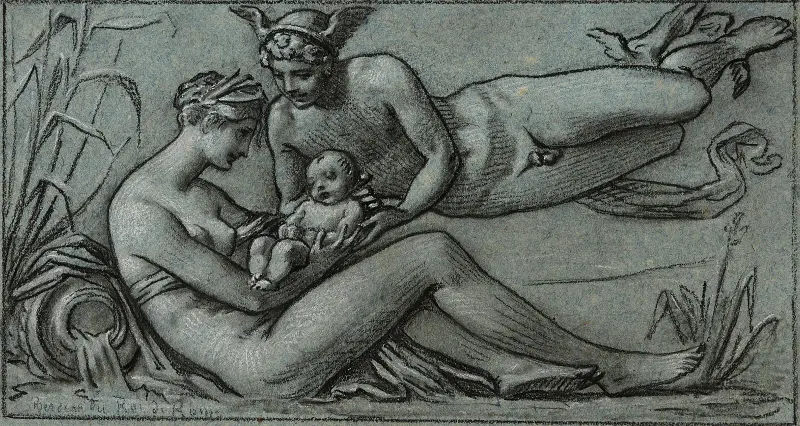 La Seine reçoit dans ses bras l’enfant que les dieux lui confient av Pierre-Paul Prud'hon