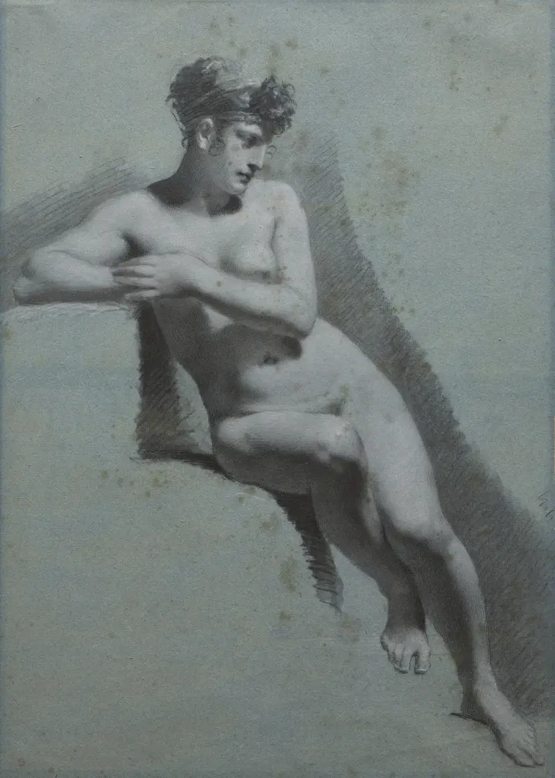 Study of a Nude Woman, Seated Looking to the Right av Pierre-Paul Prud'hon