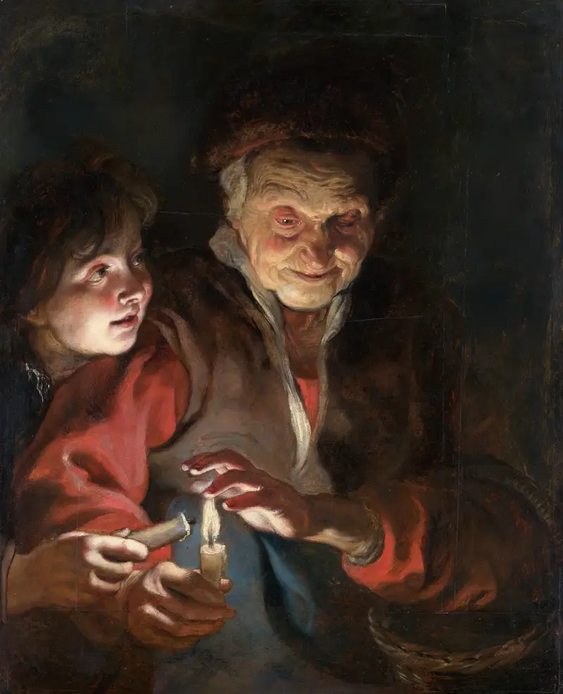 Old Woman and Boy with Candles av Peter Paul Rubens