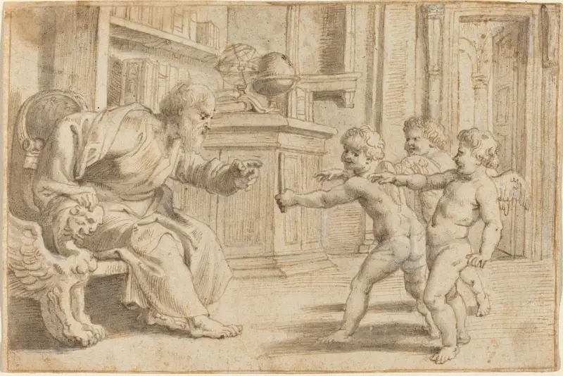 Putti Testing a Man’s Perception of Depth av Peter Paul Rubens