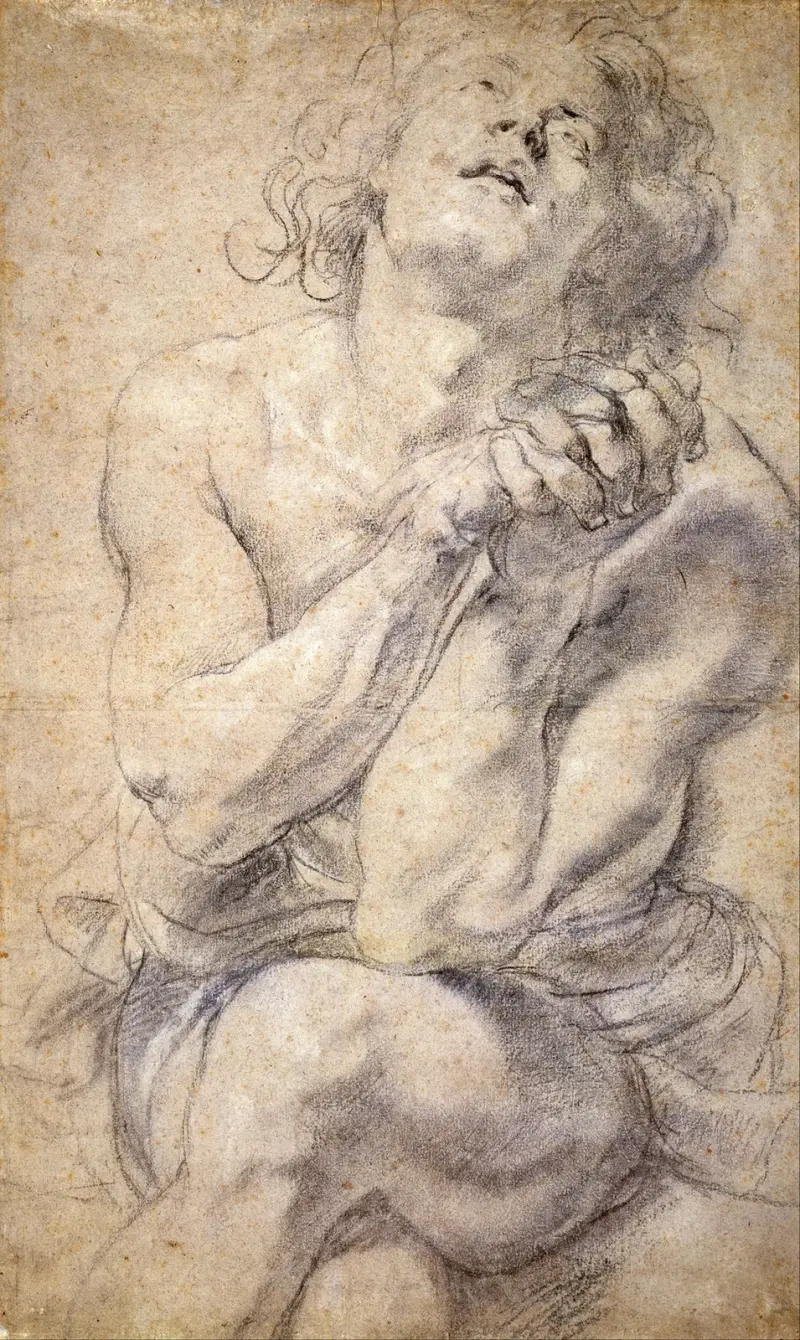 Sittande ung man (studie till Daniel) av Peter Paul Rubens