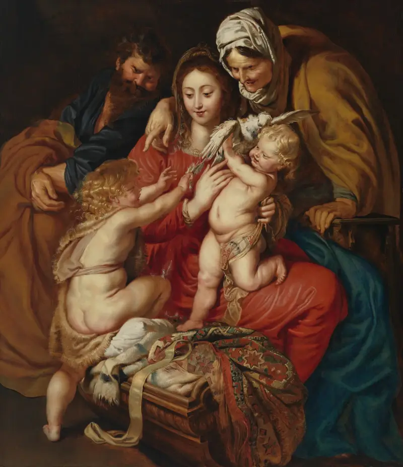 The Holy Family with St. Elizabeth, St. John, and a Dove av Peter Paul Rubens