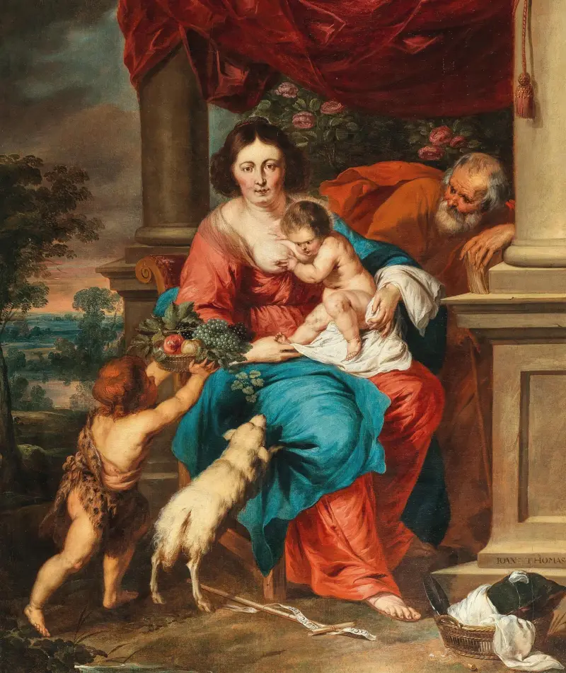 Den heliga familjen med Johannes Döparen som barn av Follower of Peter Paul Rubens