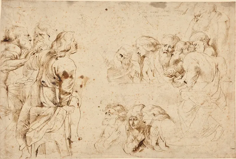 Three Groups of Apostles in a Last Supper av Peter Paul Rubens