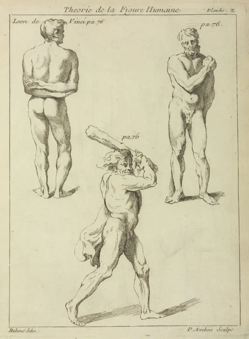 Three studies of male figures 2 av Peter Paul Rubens