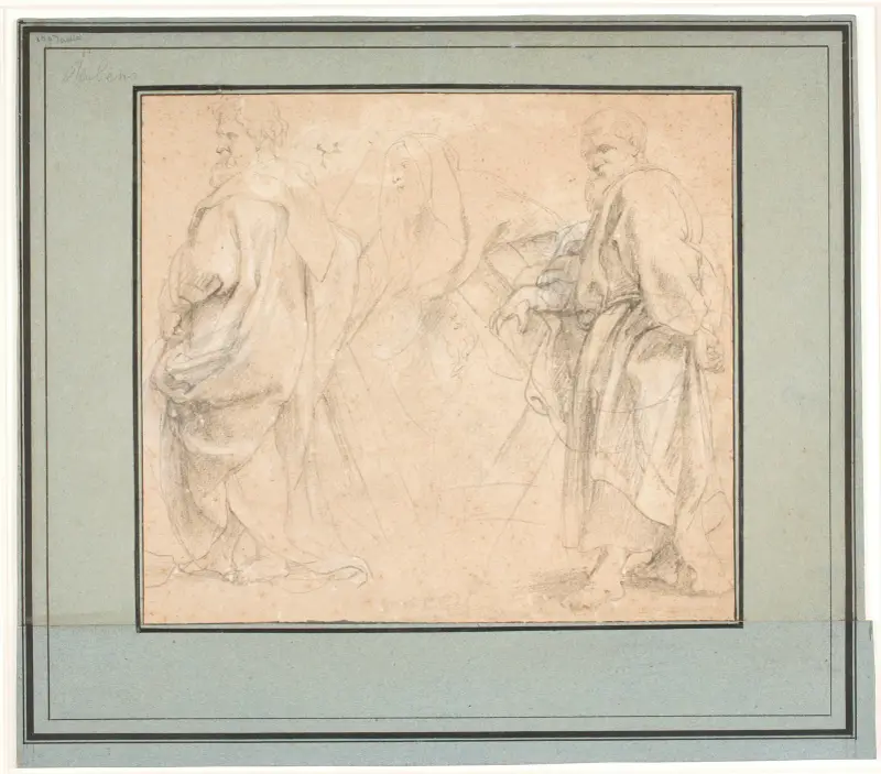 Two drafts for the Apostle Andrew and a study for Melchizedek av Peter Paul Rubens