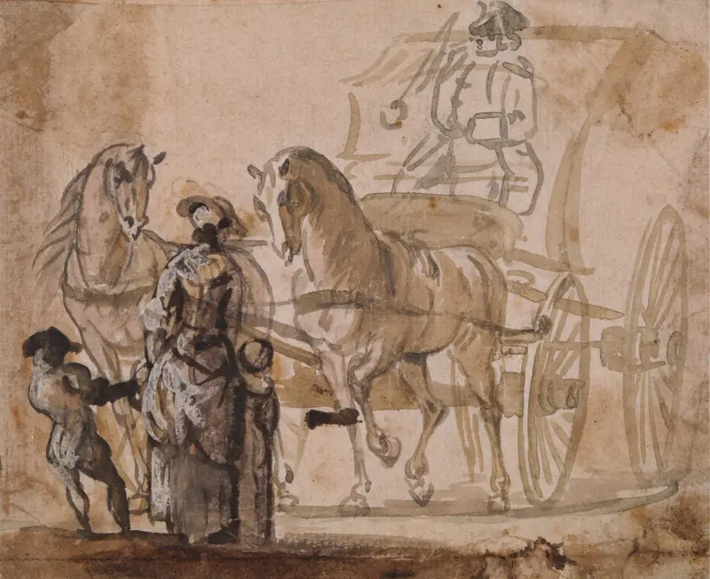 A Carriage and Pair, with Coachman av Paul Sandby