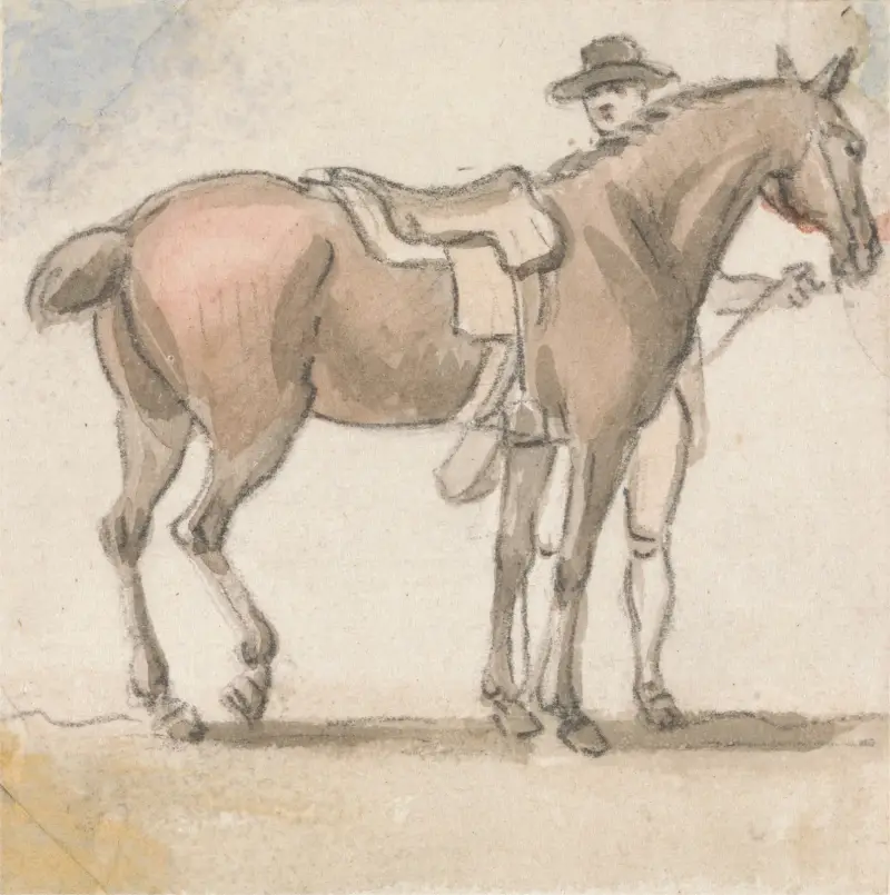 En man och en sadlad häst av Paul Sandby