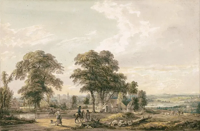 Annäherung an Rochester und den Medway von Paul Sandby