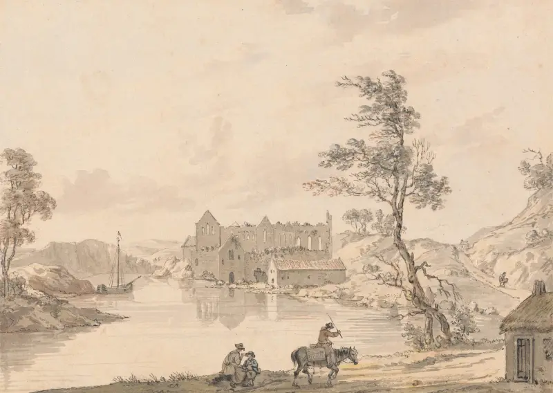 Askeaton Abbey near Limerick, Ireland on the River Deel av Paul Sandby