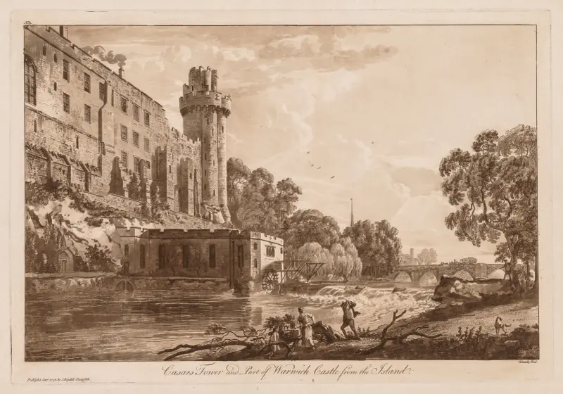 Caesars torn och del av Warwick Castle från ön av Paul Sandby