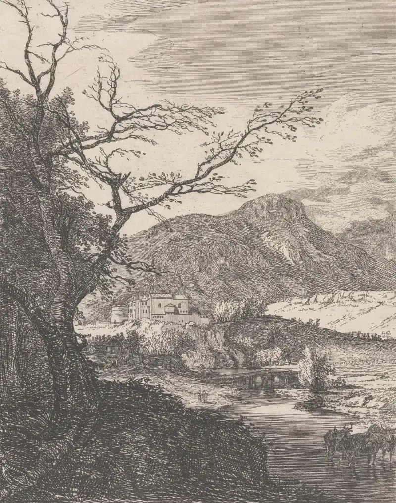 Capriccio med Edinburgh Castle och Arthur's Seat av Paul Sandby