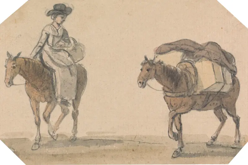 Girl with Packhorse av Paul Sandby