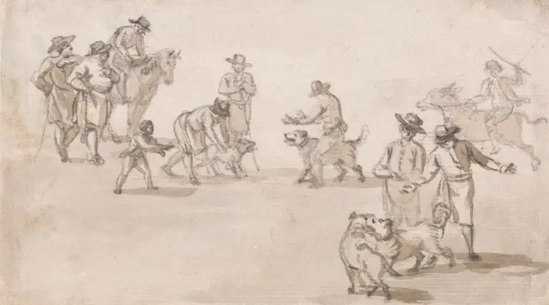 Group of Figures; A Dogfight av Paul Sandby