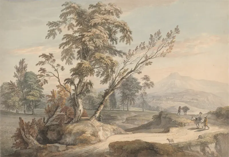 Italienskt landskap med resande nr 2 av Paul Sandby