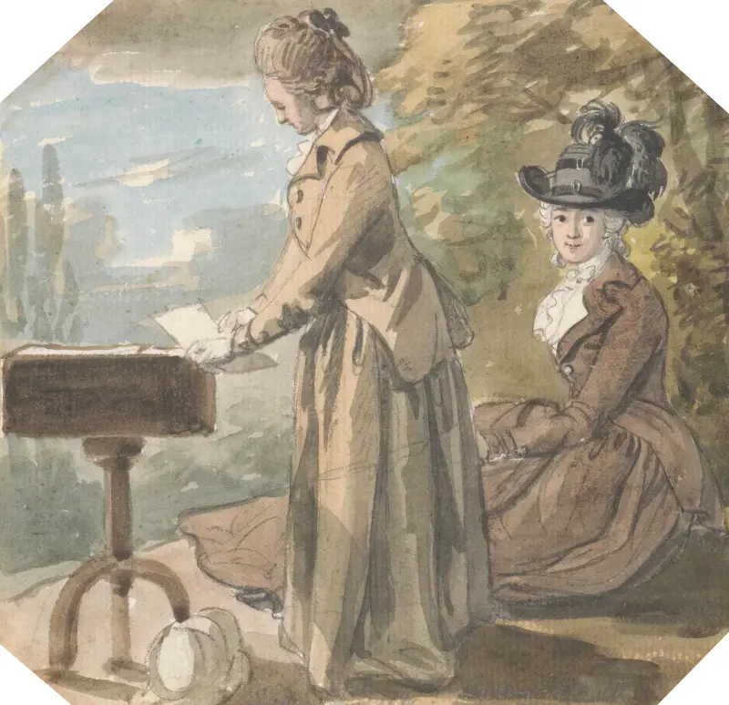 Lady Francis Scott and Lady Elliot av Paul Sandby