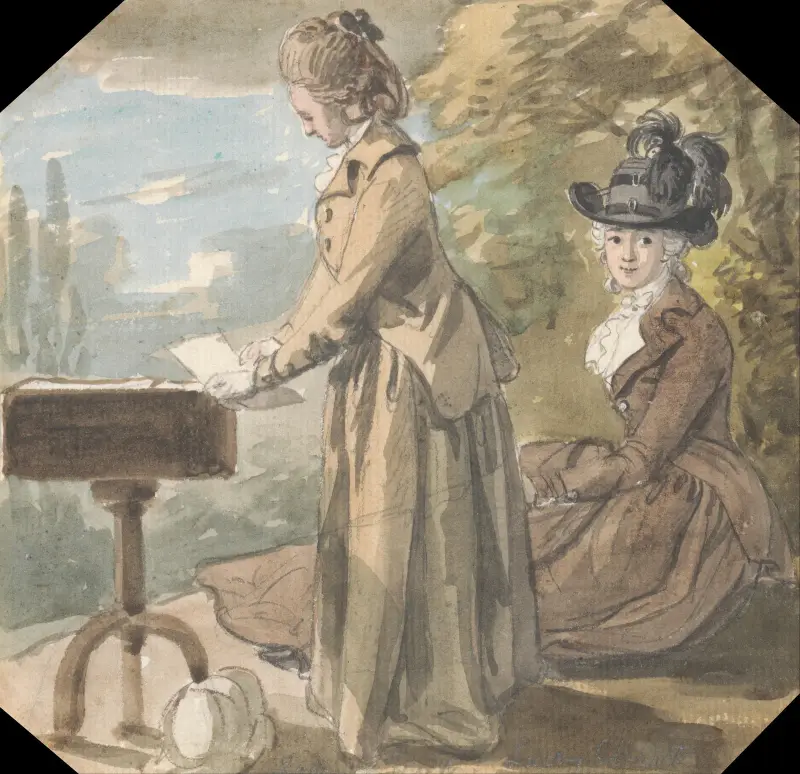 Lady Francis Scott and Lady Elliot av Paul Sandby
