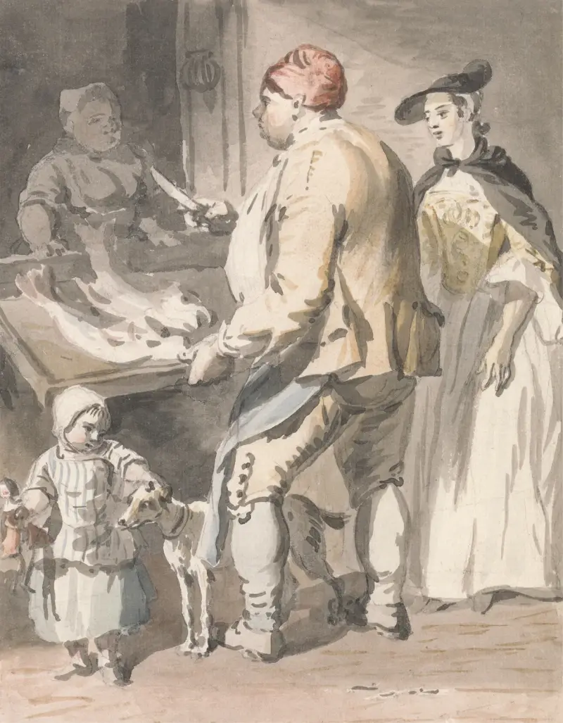 Londýnské výkřiky; Rybář, Paul Sandby