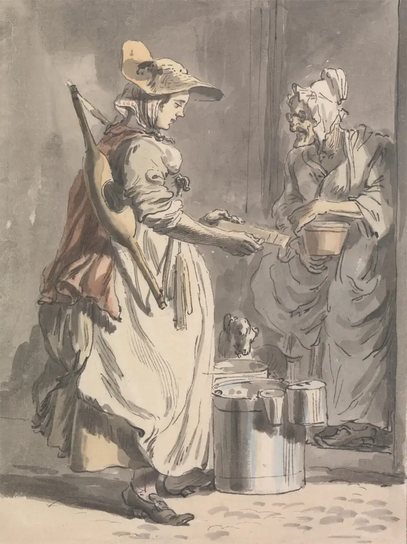 Londons utrop; en mjölkflicka av Paul Sandby