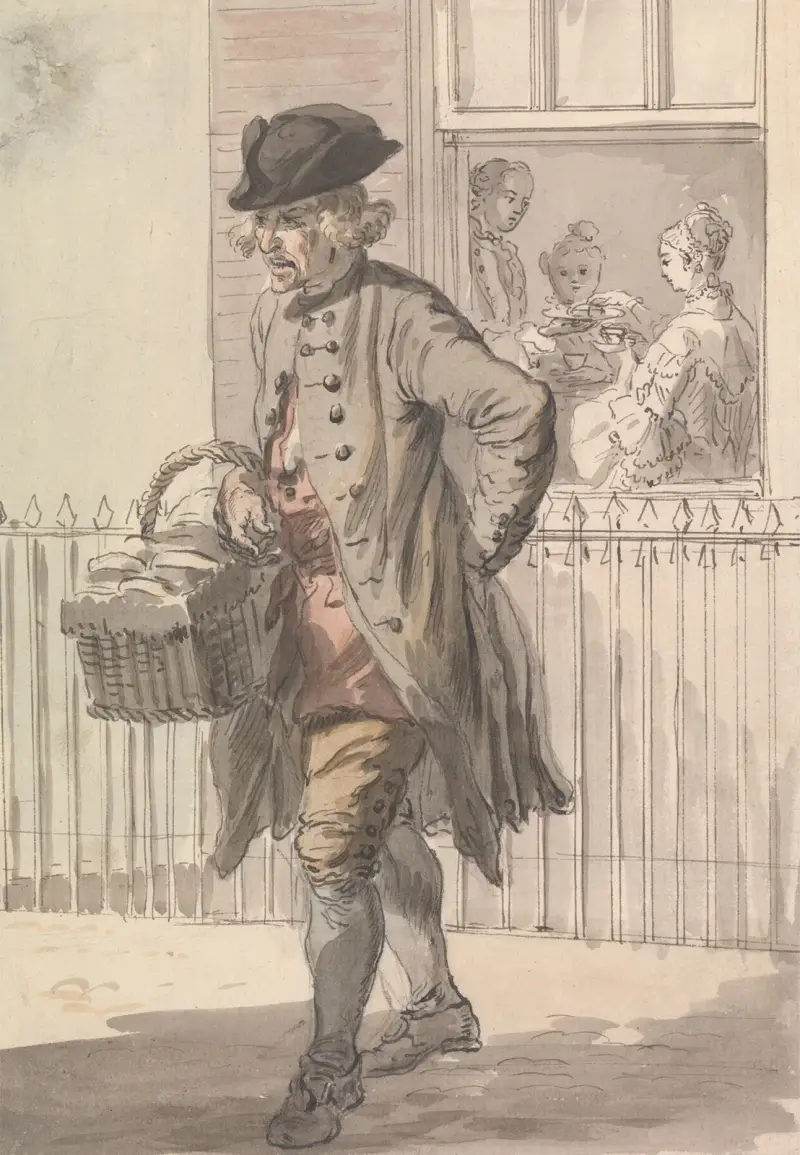 London Cries; En muffinsförsäljare av Paul Sandby