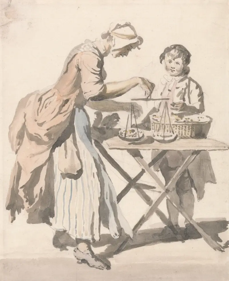 London Cries; ’Black Heart Cherries…’ av Paul Sandby