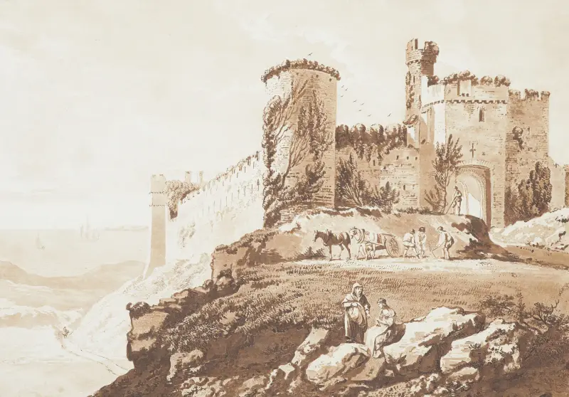 Manerbawr Castle in Pembrokeshire von Paul Sandby