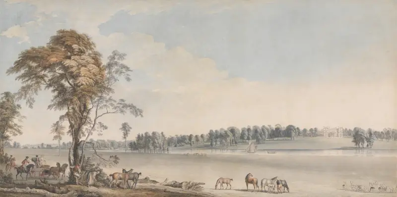 North West View of Wakefield Lodge in Whittlebury Forest, Northamptonshire av Paul Sandby