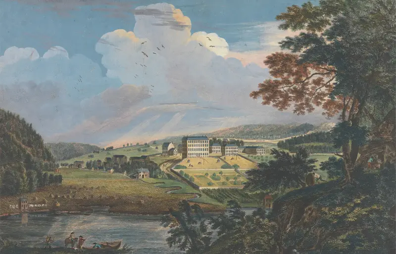 Eine von sechs bemerkenswerten Ansichten in den Provinzen New York, New Jersey und Pennsylvania aus der Scenographi Americana von Paul Sandby