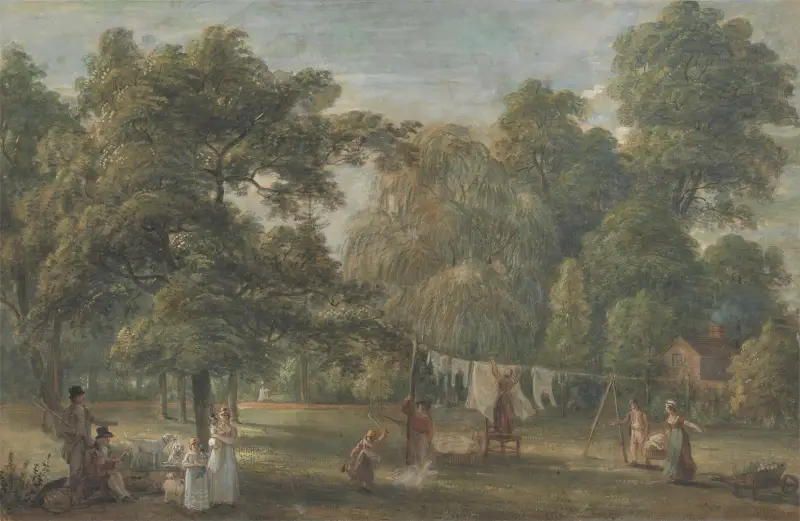 The Garden of Thomas Sandby’s House at Englefield Green near Windsor av Paul Sandby