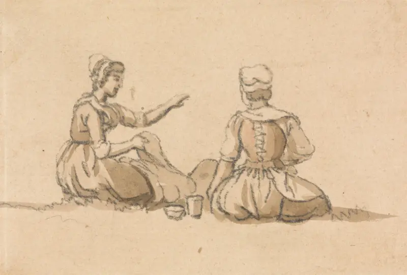 Zwei sitzende Mädchen von Paul Sandby