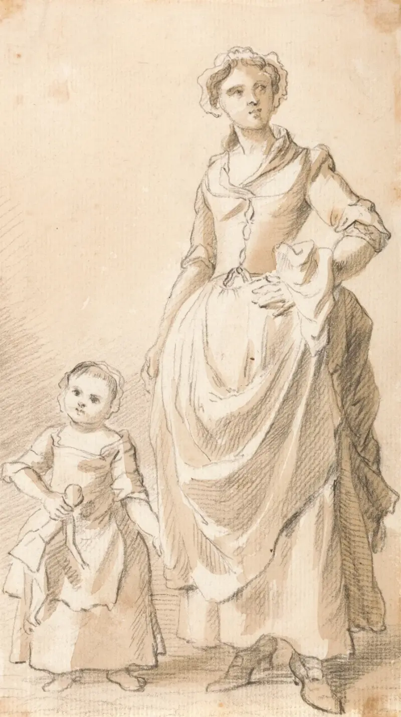 Kvinna och barn med docka av Paul Sandby