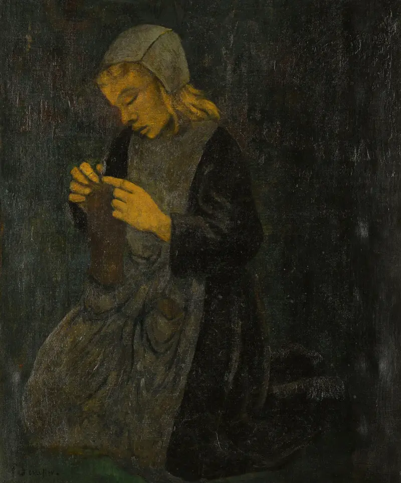 Junge Bretonin beim Stricken von Paul Sérusier