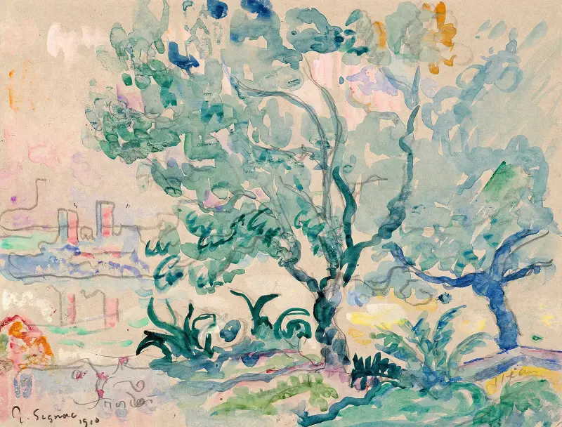 Antibes, vue depuis Juan-Les-Pins av Paul Signac
