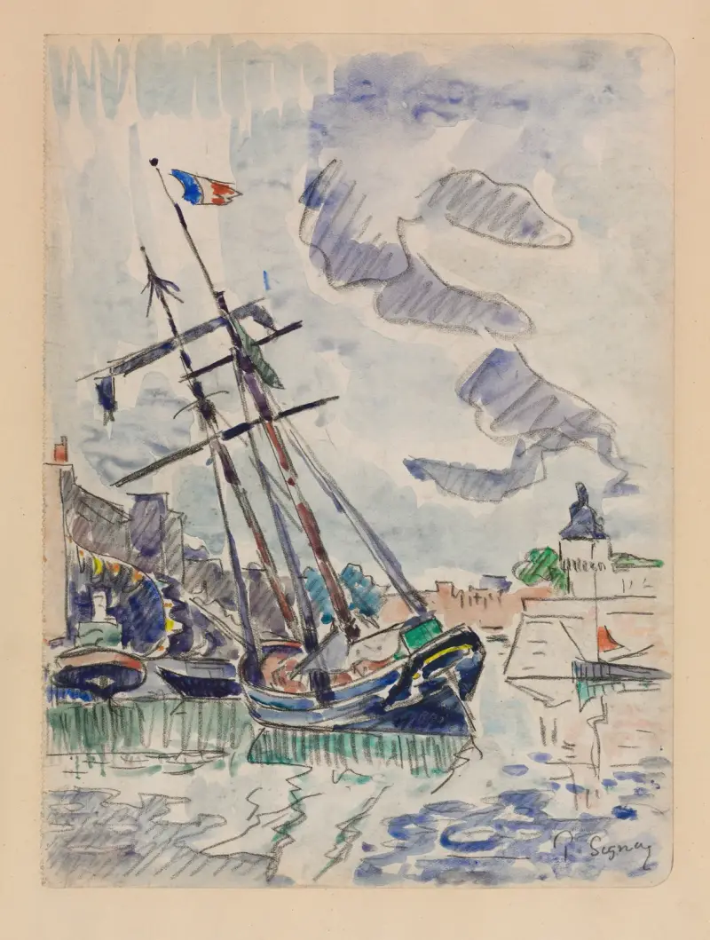 Boat in Port av Paul Signac