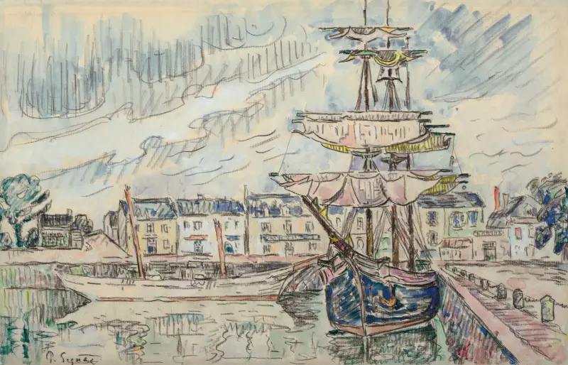 Segelschoner am Kai von Paul Signac