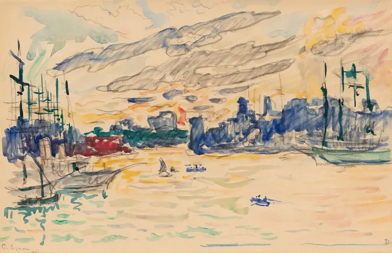 Marseille. Le vieux port, 1905 av Paul Signac