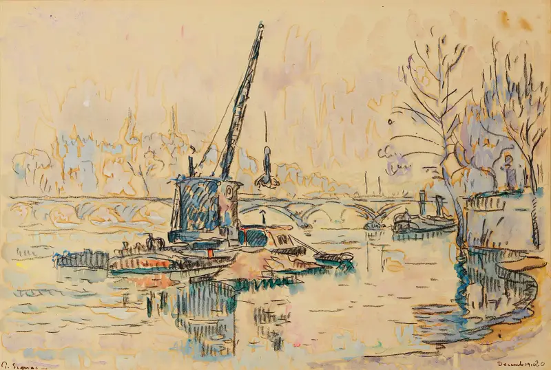 Paris, La Seine au Quai Malaquais (the crane) av Paul Signac