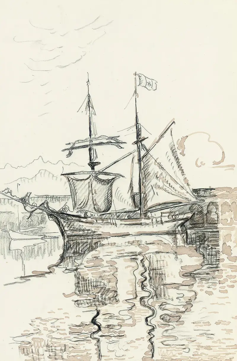 Sailing boats in harbour av Paul Signac
