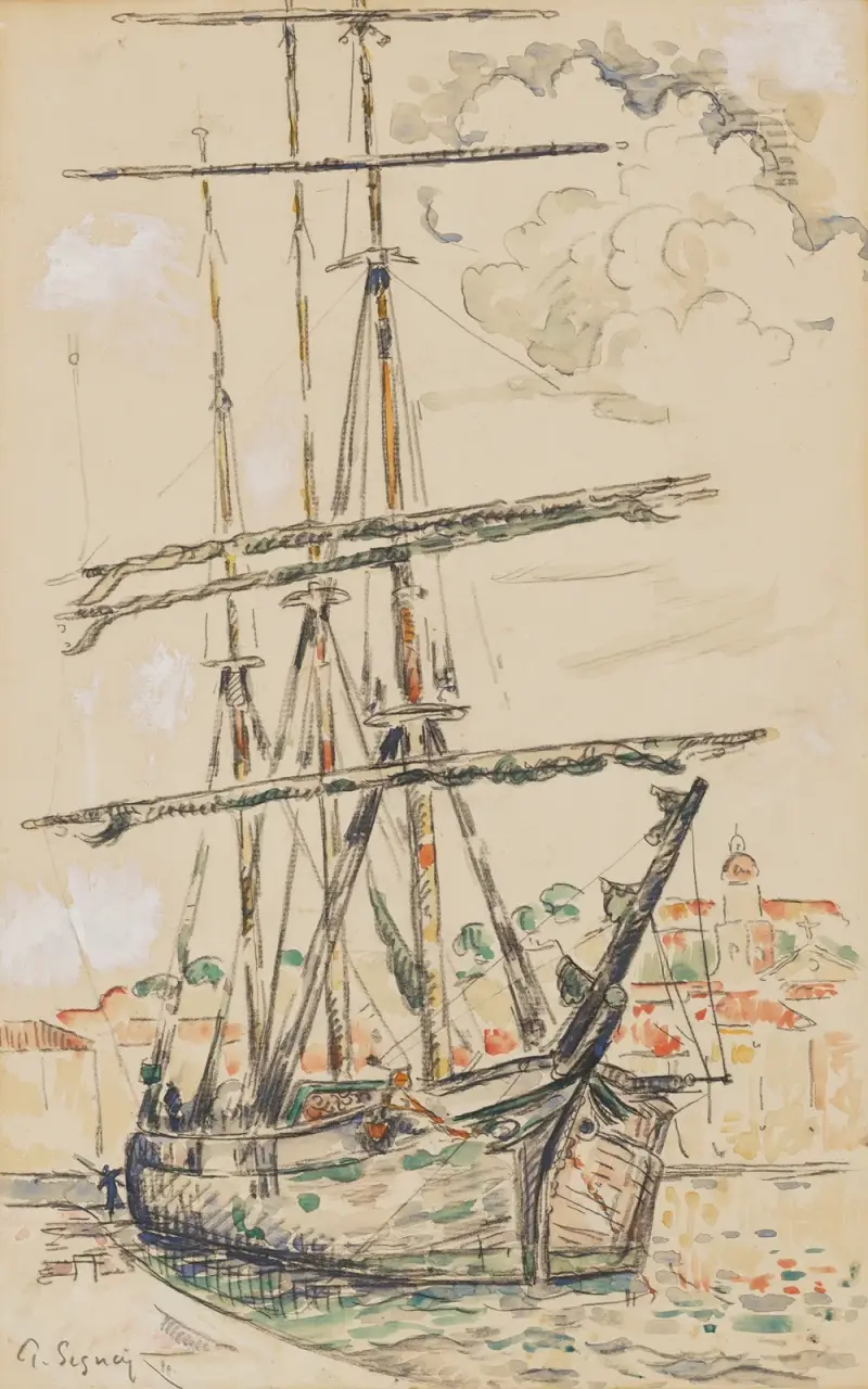 Saint-Tropez, Trois-mâts à quai av Paul Signac