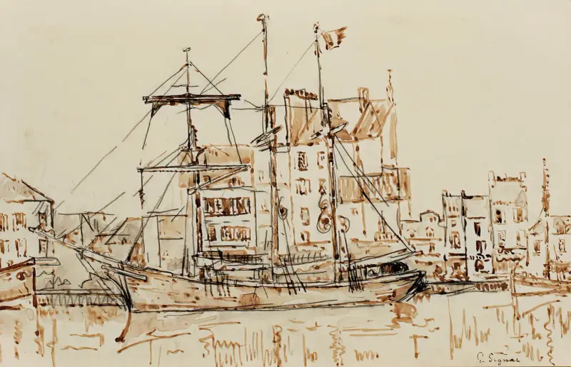 Trois-mâts au port av Paul Signac